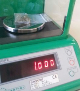 Nella foto: 1 grammo di Cannabis Sativa Bedrocan 22%